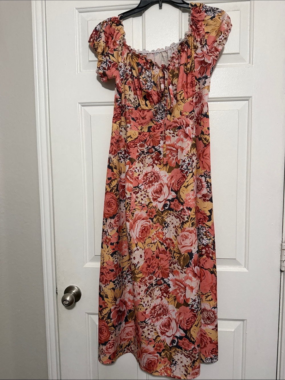 torrid Coral and Yellow Floral Off-Shoulder Maxi Dress